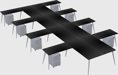 Shared l-shaped office desk system