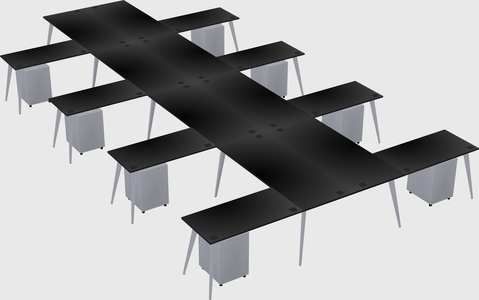 Shared l-shaped office desk system