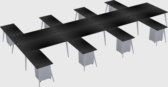 Shared l-shaped office desk system