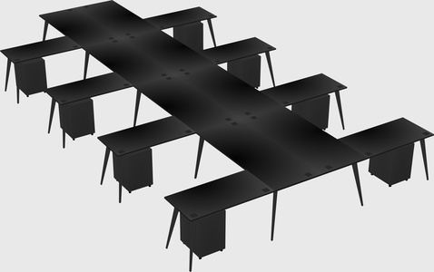 Shared l-shaped office desk system