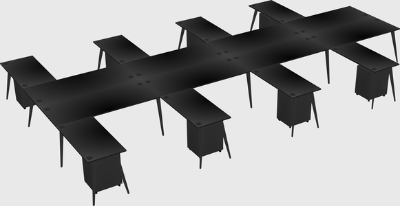 Shared l-shaped office desk system