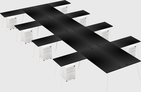 Shared l-shaped office desk system