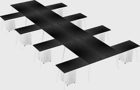 Shared l-shaped office desk system