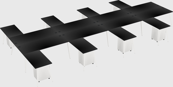 Shared l-shaped office desk system