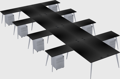 Shared l-shaped office desk system