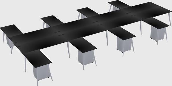 Shared l-shaped office desk system