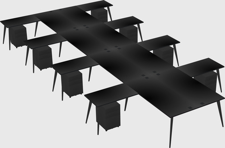 Shared l-shaped office desk system