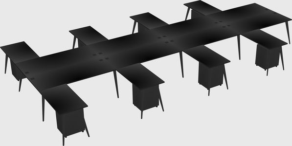 Shared l-shaped office desk system