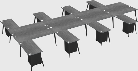 Shared l-shaped office desk system
