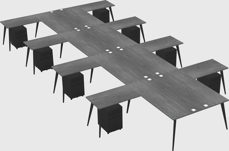 Shared l-shaped office desk system