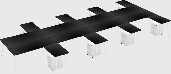 Shared L-shaped Office Desk System
