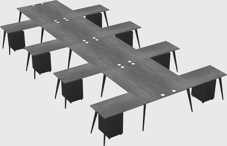 Shared l-shaped office desk system