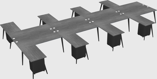 Shared l-shaped office desk system