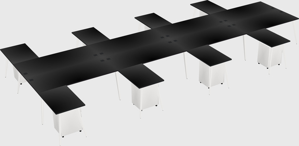 Shared l-shaped office desk system