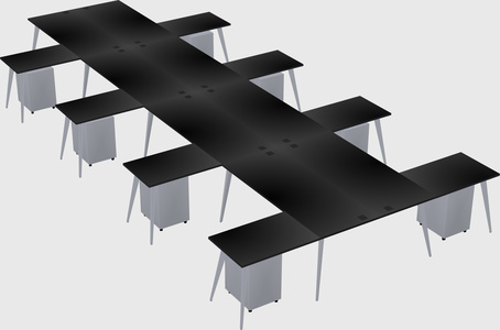 Shared l-shaped office desk system