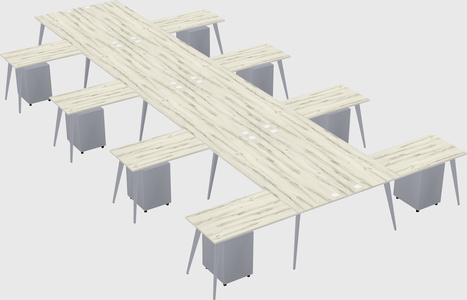 Shared l-shaped office desk system