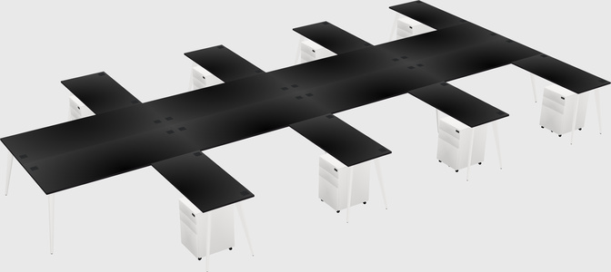 Shared L-shaped Office Desk System