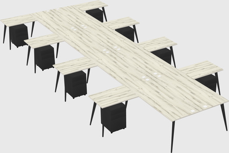 Shared l-shaped office desk system