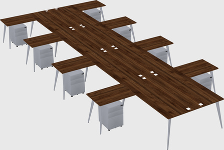 Shared l-shaped office desk system