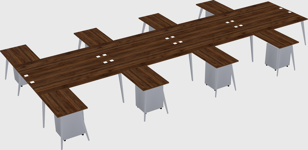 Shared l-shaped office desk system