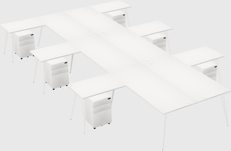 Shared l-shaped office desk system