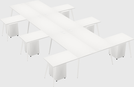 Shared l-shaped office desk system