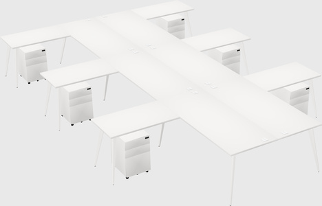 Shared l-shaped office desk system
