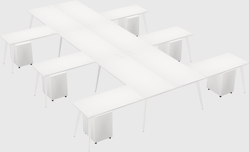 Shared l-shaped office desk system