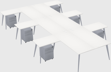 Shared l-shaped office desk system