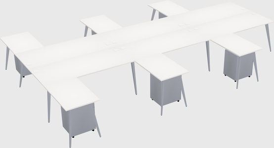 Shared l-shaped office desk system