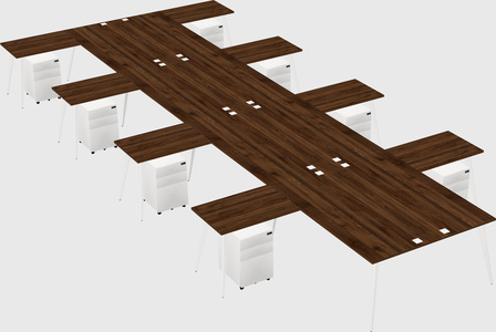 Shared l-shaped office desk system