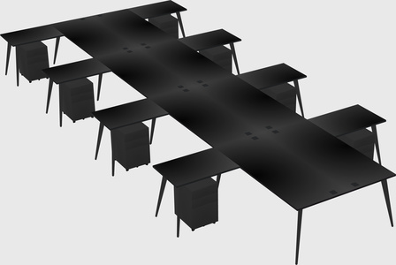 Shared l-shaped office desk system