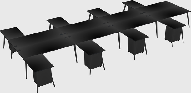 Shared l-shaped office desk system