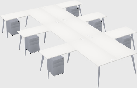 Shared l-shaped office desk system