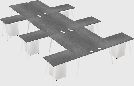 Shared l-shaped office desk system