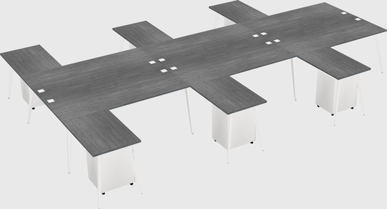 Shared l-shaped office desk system