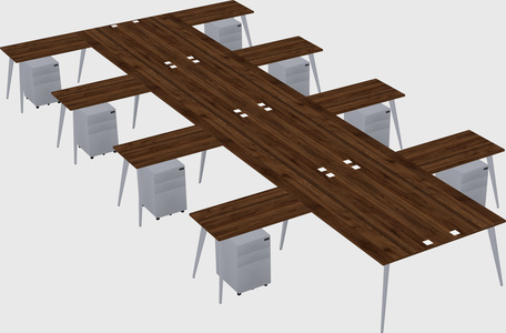 Shared l-shaped office desk system