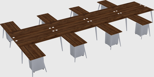 Shared l-shaped office desk system