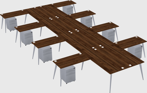 Shared l-shaped office desk system