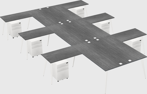 Shared l-shaped office desk system