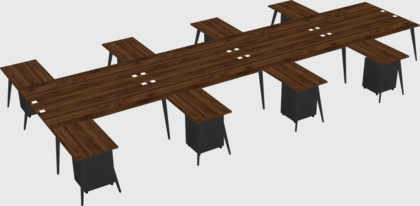Shared l-shaped office desk system