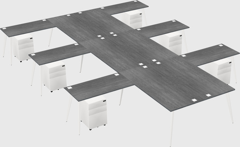 Shared l-shaped office desk system