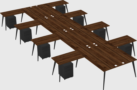 Shared l-shaped office desk system