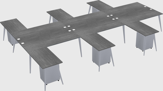 Shared l-shaped office desk system