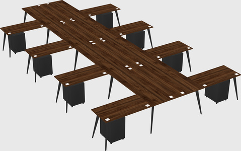 Shared l-shaped office desk system