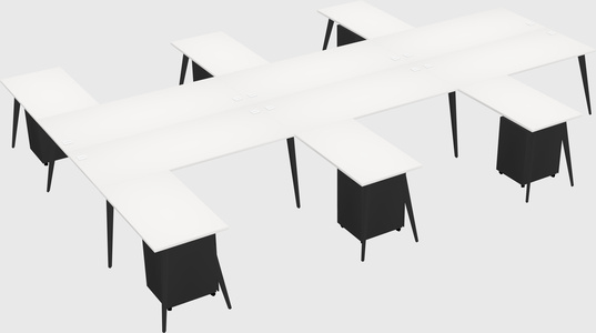 Shared l-shaped office desk system