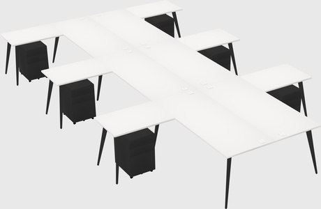 Shared l-shaped office desk system