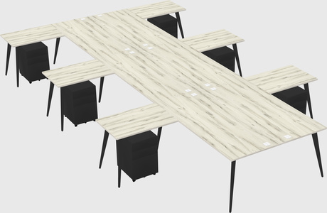 Shared l-shaped office desk system