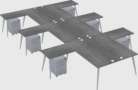 Shared l-shaped office desk system