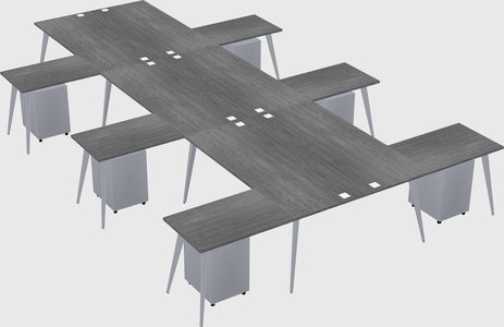 Shared l-shaped office desk system